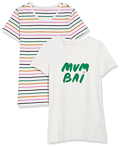 White/White/Pink, Graphic Print/Horizontal Stripe