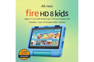 All-new Fire HD 8 Kids tablet, 8" HD display, ages 3-7, includes 2-year worry-free guarantee, Kid-Proof Case, 32 GB, (2022 release), Blue